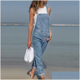 Kvinnors jumpsuits Rompers Nibesser Women Casual Demin Jumpsuit Trousers Jeans Ladies Overalls Slim Female Plus Size Summer Outfits Dhnn3