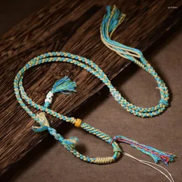 Hänge halsband tibetanska hand gubbade bomullsrep handgjorda diy halsband handmålade thangka bivax lanyard flätade smycken