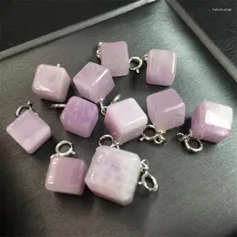 Strand Natural Kunzite Cube Jewelry for Women Man Healing Crystal Beads Energy Stone Reiki Gemstone 1PCS