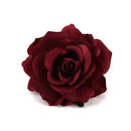 Förpackningspåsar grossist 10 cm stora konstgjorda burgandy rose siden blommhuvuden för bröllopsdekoration diy krans presentförpackning ot52v