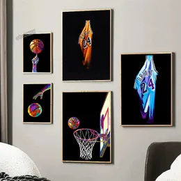 Världsberömd basketstjärna duk målar motiverande konst baskettröja affischer och skriver ut modernt hem pojke sovrum dekor väggmålning ingen ram wo6