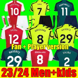 New 23 24 Smith Rowe Saka Saka Soccer Compans Player Martinelli 2023 2024 Football Shirt Men Kids Kit Odegaard Nketiah G.Jesus Fabio Arsen