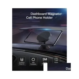 Uchwyt samochodowy magnetyczny Magness Super Strong Magnet z 4 metalową płytą magnetycznie smartfony Wspornik 360 ﾰ Dostawa kropli obrót DH6KE