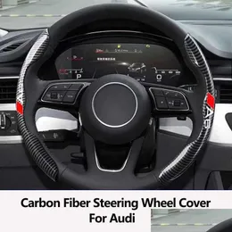 Steering Wheel Covers Ers Car Er Carbon Black Fiber For A3 A4 A5 A6 A7 A8 Q7 Q8 Q3 Q5 Accessories Drop Delivery Mobiles Motorcycles I Dhbq7