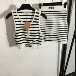 Striped Dzian Kamic kamizelki Luksusowa moda moda z wysokim pasa