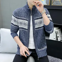 Blusas masculinas nuovo maglione da uomo automaturno inverno lana o collo alla coreana tinta unita cardigan lavorato a maglia