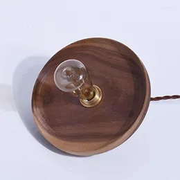 Pendant Lamps Walnut Wood Lamp Handmade Engraved Wooden Shade Brass Suspension Light Nordic Retro Fixture Bedroom El Bedside