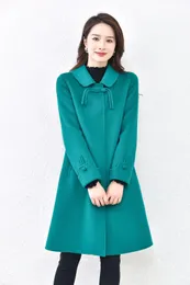 501m561 chinoiserie casaco de caxemira dupla face feminino lã e mistura médio longo outono e inverno casaco de lã tubo reto