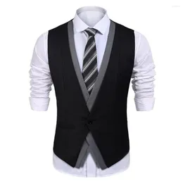 Men's Suits Vest Steampunk Colete Masculino Black Single Breasted Grey Elegant Slim FIt Casual Wedding Groom Custom Made Waistcoat