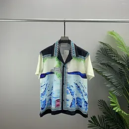 Erkekler rahat gömlek yaz takım elbise 3D dijital baskı tişört yaka gömlek açık astar