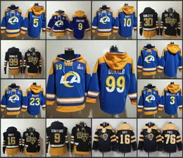 Los Angeles''Rams''Men 99 Aaron Donald 10 Cooper Kupp 3 Odell Beckham Jr. 9 Matthew Stafford Custom Royal Super Bowl''LVI Champions Pullover Hoodie