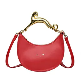 Lanvi Leopard Handle Handle Bag Sag для женской моды в иностранном стиле Сумки Candy Crescent Bags 230815