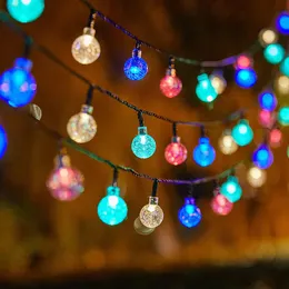 Solar String Lights Outdoor 200 LED Crystal Globe Lights Waterproof Solar Festoon Fairy Light for Garden Christmas Ramadan Decor