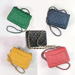 23 färger designer handväskor kvinnor kedja väska äkta kaviar läder lammskinn crossbody axel klaffpåsar 12a spegel kvalitet guld hårdvara med låda