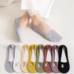 Women Socks Silicone Non Slip Absorbs Sweat Quickly Ice Silk Boat Women's Summer Invisible Anti-skid Shallow Mouth Heel