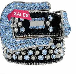 2Designer BB Simon Belt BB Pasek Rhinestone Studded Western Skórzany Pasek dla mężczyzn Kobiety Vintage Bling Pass do Spods Dżinsy męskie klamra z pudełkiem DG