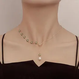 Hänghalsband romantiska tusensköna blommor pärlhalsband för kvinnor färgglada körsbär månstjärna choker hals klavikel kedja brud smycken