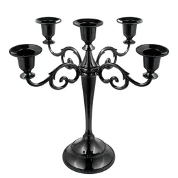 Dekorativa föremål Figurer Black Metal Candelabra med 5 Arms Candlestick Gotiska ljushållare för heminredning Bröllop Julkyrkan 230818