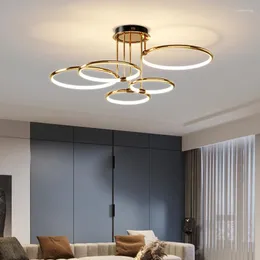 Chandeliers Remote Control Dimming Foyer Restaurant Bedroom Bar Hanging Light Fixtures Novelty Lamp Postmodern Gold LED Chandelier Ceiling