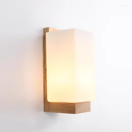 Wall Lamp LED Acrylic Aisle Corridor Light Square Solid Wood Bedroom