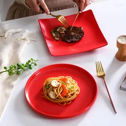 أطباق ألوان إبداعية ملطفة بالسيراميك الخزفي El Sinc Gan Western Restaurant Pasta Steak Plate Home Home Baking Dishes