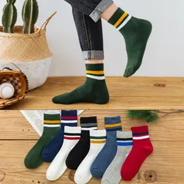 Herrensocken doiaeskv Baumwolle lässig atmungsaktive hochwertige Mann solide lange gestreift für Paare EU 39-44