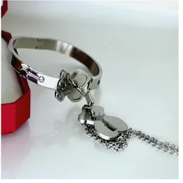 Orecchini di collana Set Womne Key Heart Necklace/Bracciale in acciaio inossidabile