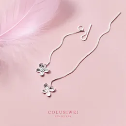 Dingle örhängen colusiwei autentisk 925 sterling silver lång tofs söt fjärilsblomma droppe för kvinnor korea smycken brincos