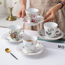 Mugs European Ceramic French Court Style Flower Milk Water Cup Creative Coffee Mug Dish Afternoon Tea Set with Tray 230818