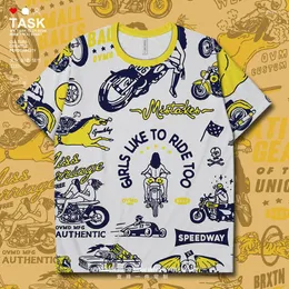 Erkek Tişörtleri Motosiklet Reklamı Retro Aritist Amerikan Tarzı Güzellik Eski Okul Erkek Gömlek Toplantı Salon Giyim Giyim Yaz Kıyafetleri