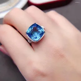 حلقات الكتلة Colifelove 8ct 12mm طبيعية Topaz Ring للحفلات الفاخرة 925 الفضة أزياء المجوهرات هدية امرأة