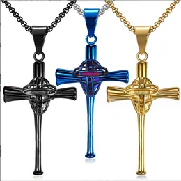 Titanium Sport Accessories youth Gold catcher's masks ENAMELED GRIPPED cross hollow stitches necklace strikeout K Baseball Necklace