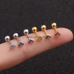 1 peça de aço inoxidável haste fino piercing briols para mulheres 2023 Mini Mini Heart Zircon Ear as unhas