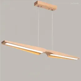 مصابيح قلادة Nordic LED Simply Restaurant Wooden Chandelier Art Bar Cafe Hanging Light Modern Designer Office