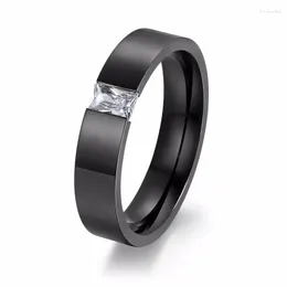 Anelli da nozze Fashion Acciaio inossidabile 6mm per uomini donne intarsio Black Crystal Zircone Engagement Gioielli Accessori per i gioielli