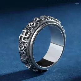 Rings de cluster nacional maré criativo criativo retrô feito artesanato de seis caracteres homens tocam personalidade masculina da moda transferência do dia dos namorados do dia dos namorados