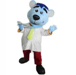 Ny vuxen Doctor Bear Mascot-kostymer Halloween Julevenemang Rollspelande kostymer Rollspel klänning päls set kostym