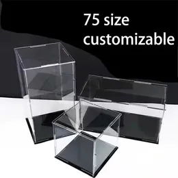 Nyhetsartiklar Anpassningsbara 75 Storlek Klar akryl Display Case Box för bilmodell Dammtät skydd Showcase för Figur Doll Toy Collectibles 230818