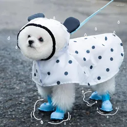 Dog Apparel Dog's Raincoat Waterproof Dots Pattern Bear Ear Design With Hat Tractable Cute Puppy Summer All Pet's Supplies