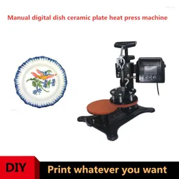 Swing Heat Press Machine för rätter Manual Digital Ceramic Plate DIY SubliMation Transfer Printing LED Display med Counter