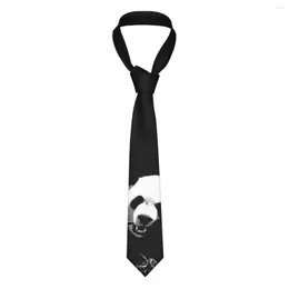 Laço laços gigante panda urso com gravatas de bambu homens mulheres polual polual 8 cm estreito pescoço de animal gravata para homens acessórios cravat presente