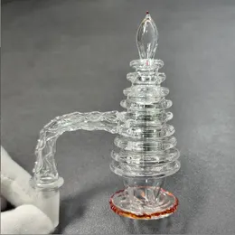 Pagoda Tower Shape Quartz Banger Set Cap Dab mather 흡연 파이프 필터 팁 테스터 튜브 유리 물 담즙 액세서리