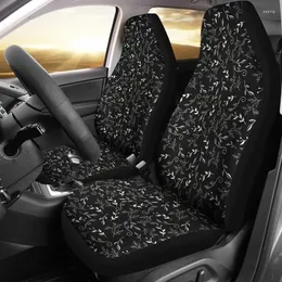 Capas de assento de carro preto com folhas brancas e videiras conjuntos de padrões SUV Universal Fit Front Bucket Seats