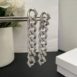 Dangle Earrings أعلى جودة مصمم العلامة التجارية سلسلة الفضة سلسلة Crystal Long Ear Clip Trend Jewelry Trend