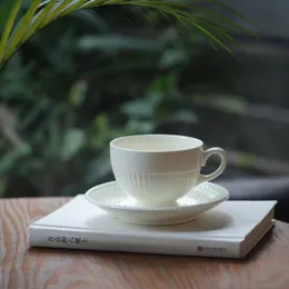Muggar ins retro fransk stil keramisk kaffemugg och platta set cappucino latte lyx deisgner personlig kopp tefat 240 ml 230818