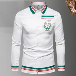 2023 Camisa de vestido de grife de luxo Associação de moda masculina Open Men Solid Business Casual Letra Casual Manga Longa M-XXXL#011