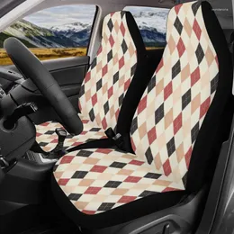 Car Seat Covers Argyle Cover For Women Cute Beige Vehicle Light Academia Aesthetic Decor Diamond Pattern Eleg