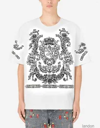 남성용 T 셔츠 여름 2023 무리 인쇄 프린트 짧은 슬리브 티셔츠 남자 패션 캐주얼 면화 플러스 사이즈 탑 고품질 85318