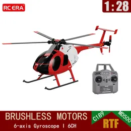Electric RC Aircraft Rc Era 1 28 C189 Bird Helicopter Tusk Md500 Dual Brushless Simulation Model 6 axis Gyro Toys l230818
