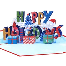 3D Wesołych Świąt Karty choinki ręcznie robione Kirigami Origami Greeting Card Card Extive Party Bless Materiend